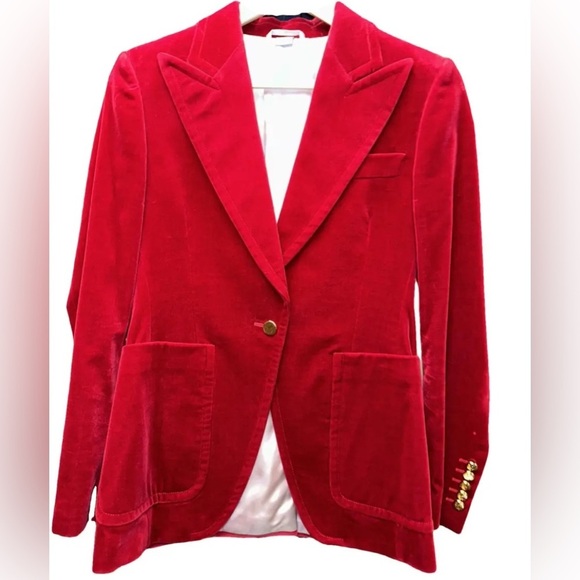 Gucci Red Velvet single-breasted jacket blazer - Picture 2 of 4
